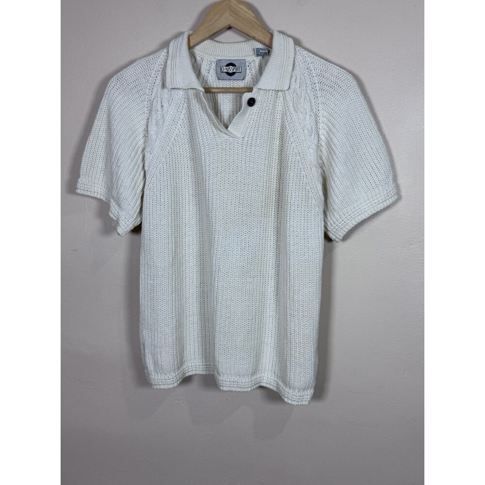 VTG Chaus Sport Womens Polo Top Sweater Short Sleeve Preppy Tennis Old Money M